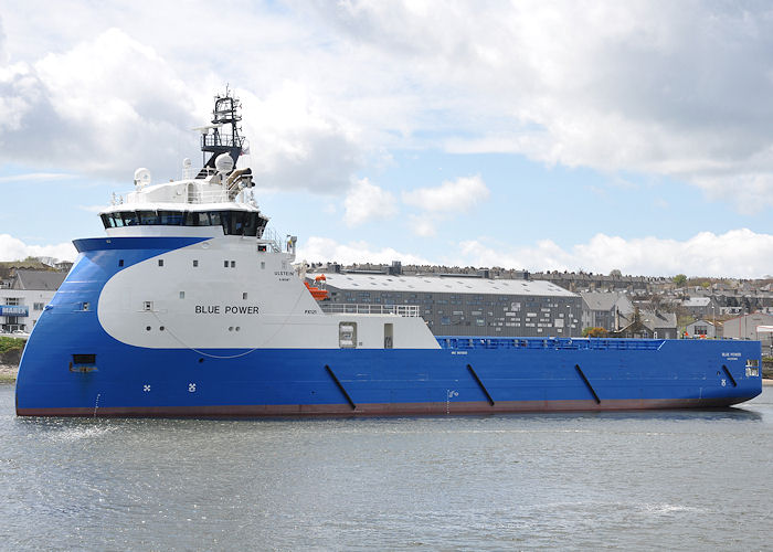 Photograph of the vessel  Blue Power pictured departing Aberdeen on 13th May 2013