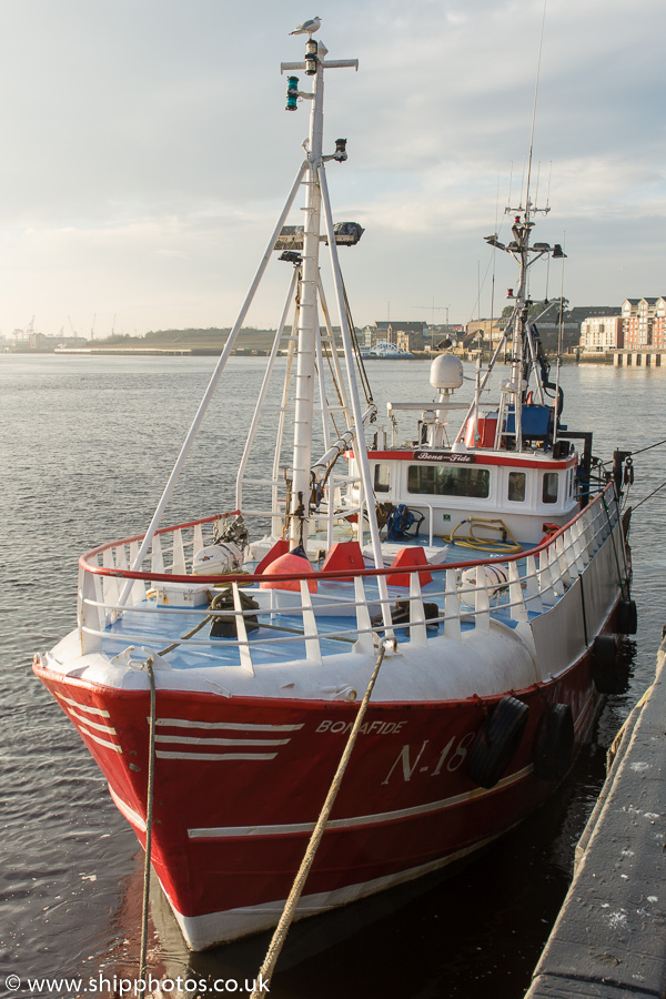 Photograph of the vessel fv Bona Fide pictured at the Fish Quay, North Shields on 27th December 2014