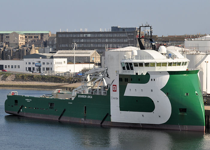 Photograph of the vessel  Bourbon Orca pictured at Aberdeen on 7th May 2013