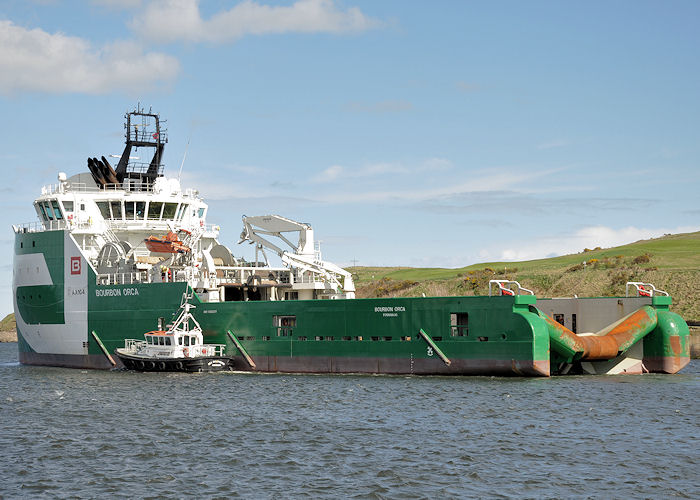 Photograph of the vessel  Bourbon Orca pictured departing Aberdeen on 13th May 2013