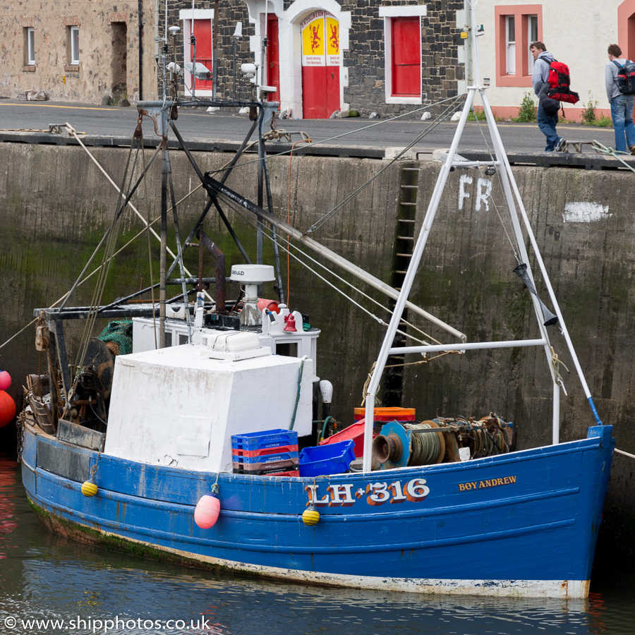 Photograph of the vessel fv Boy Andrew pictured at Eyemouth on 5th July 2015