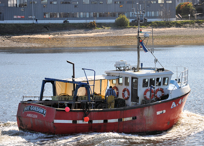 Photograph of the vessel fv Boy Gordon V pictured arriving at Aberdeen on 16th April 2012