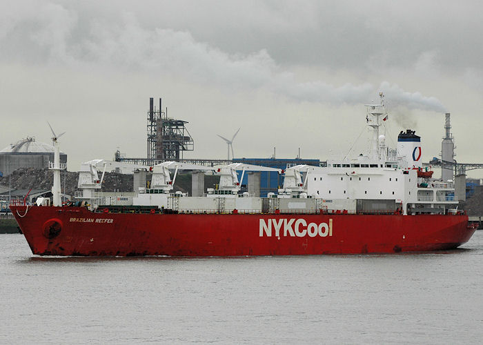 Photograph of the vessel  Brazilian Reefer pictured passing Vlaardingen on 21st June 2010
