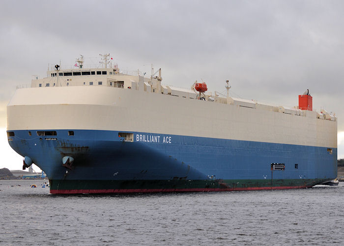 Photograph of the vessel  Brilliant Ace pictured passing North Shields on 30th December 2013