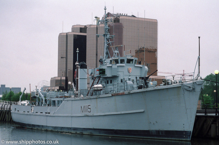 Photograph of the vessel HMS Bronington pictured in Salford Docks on 20th May 2000