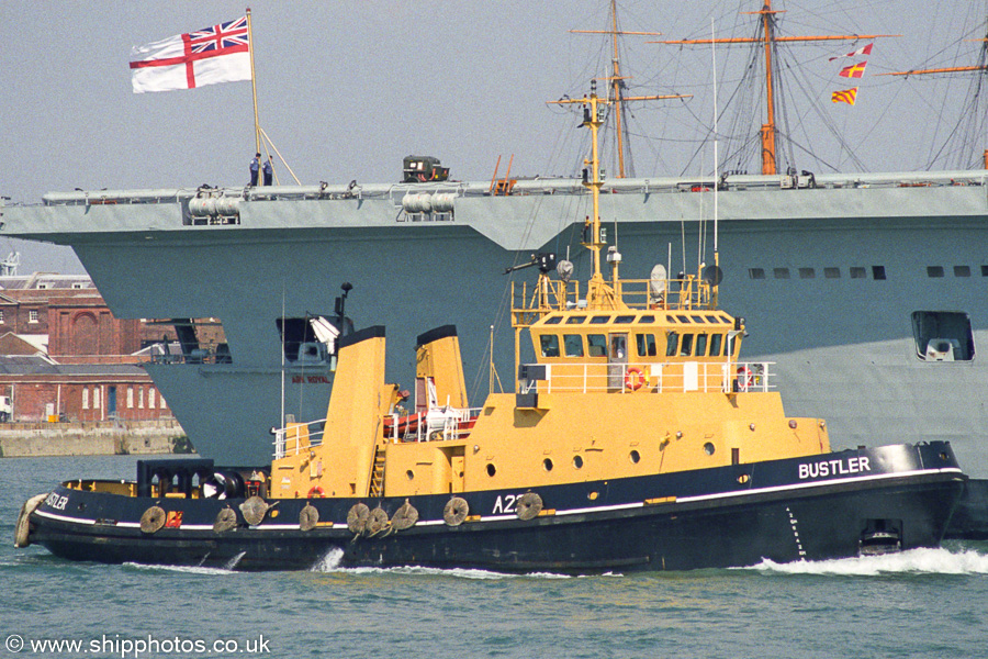 Photograph of the vessel RMAS Bustler pictured in Portsmouth Harbour on 2nd September 2002