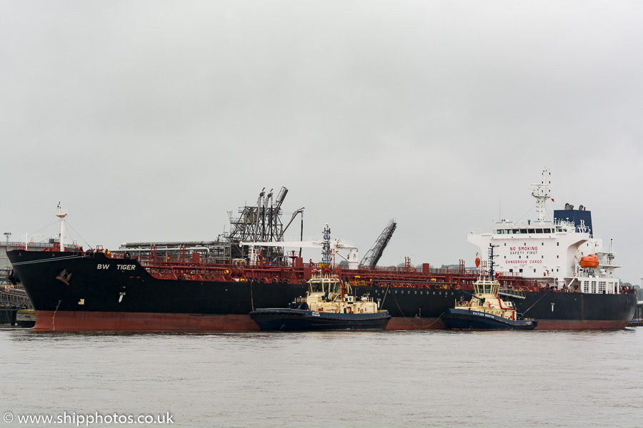 Photograph of the vessel  BW Tiger pictured at Tranmere Oil Terminal on 20th June 2015