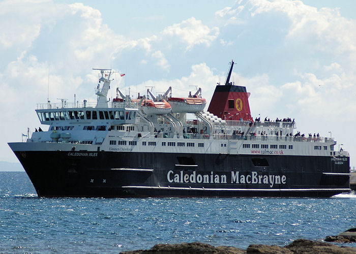 Photograph of the vessel  Caledonian Isles pictured departing Brodick for Ardrossan on 3rd May 2010