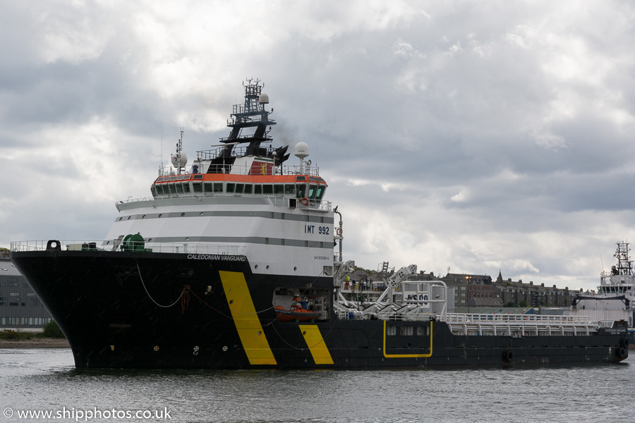 Photograph of the vessel  Caledonian Vanguard pictured departing Aberdeen on 17th May 2015