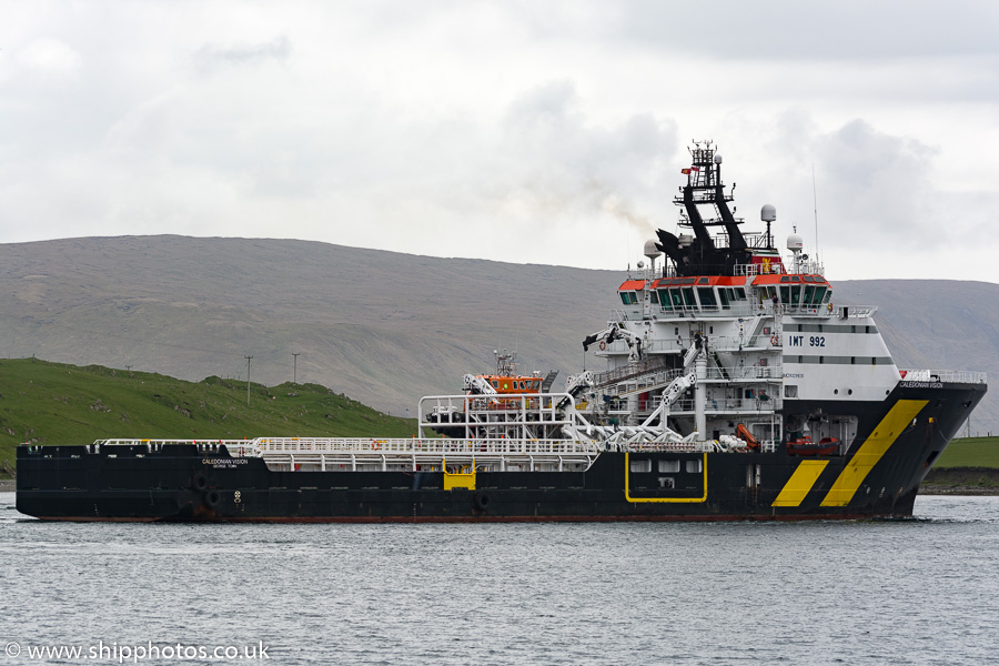 Photograph of the vessel  Caledonian Vision pictured at Scalloway on 20th May 2015