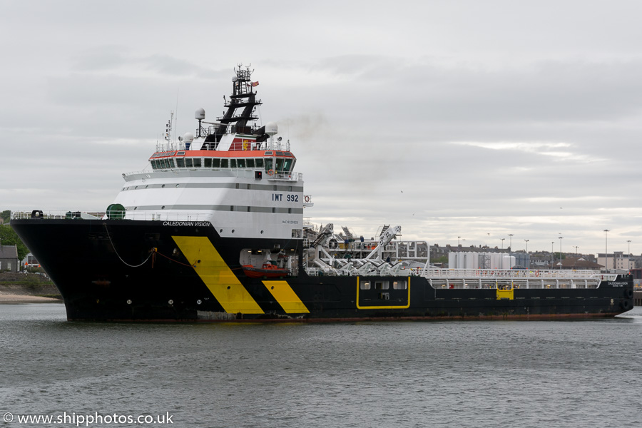 Photograph of the vessel  Caledonian Vision pictured departing Aberdeen on 23rd May 2015