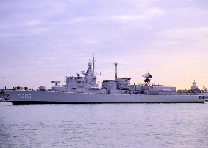 Photograph of the vessel HrMS Callenburgh pictured arriving in Portsmouth Harbour on 1st December 1990