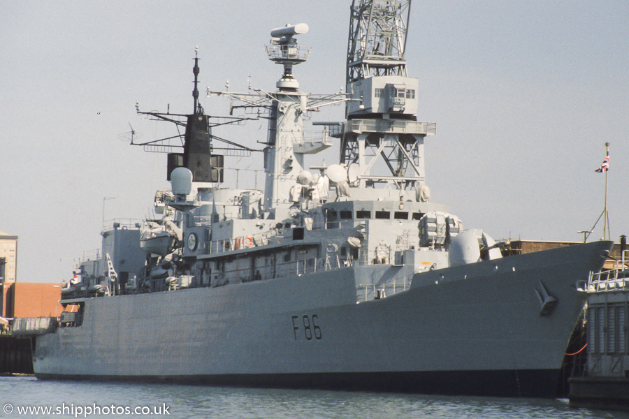 Photograph of the vessel HMS Campbeltown pictured in Portsmouth Naval Base on 18th June 1989