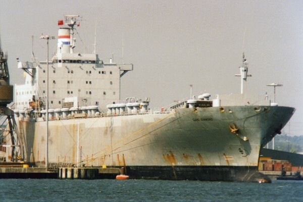 Photograph of the vessel USNS Cape Diamond pictured at Marchwood Military Port on 25th July 1995
