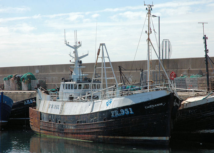 Photograph of the vessel fv Carisanne II pictured laid up at Macduff on 28th April 2011