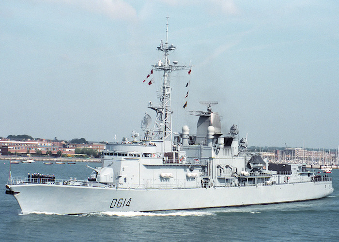 Photograph of the vessel FS Cassard pictured departing Portsmouth Harbour on 25th June 1988