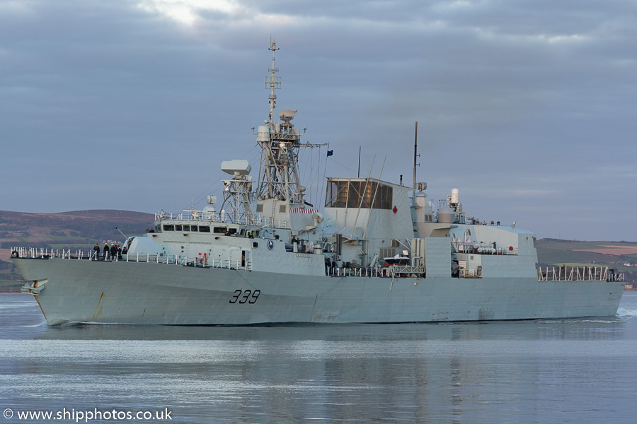 Photograph of the vessel HMCS Charlottetown pictured passing Greenock on 9th October 2016
