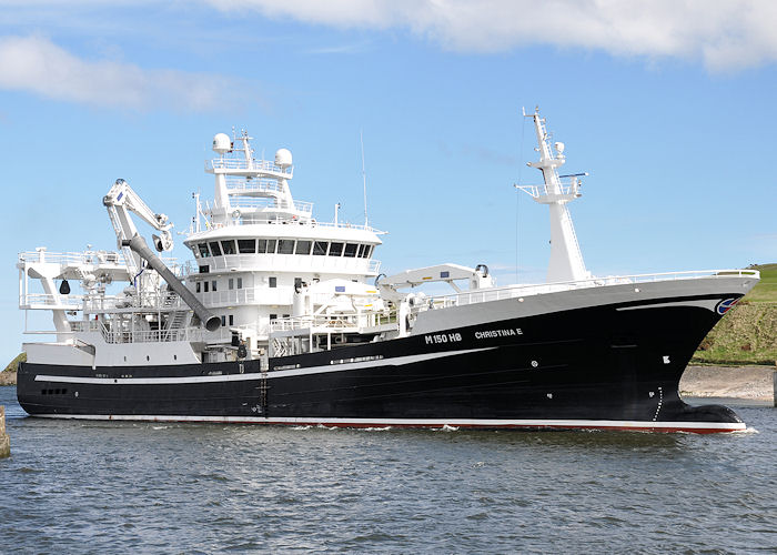 Photograph of the vessel fv Christina E pictured arriving at Aberdeen on 13th May 2013