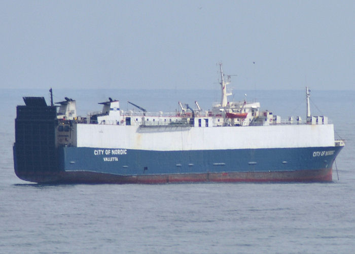 Photograph of the vessel  City of Nordic pictured at anchor off Tynemouth on 6th June 2011