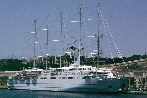 Photograph of the vessel  Club Med 2 pictured in Valletta on 1st July 1999