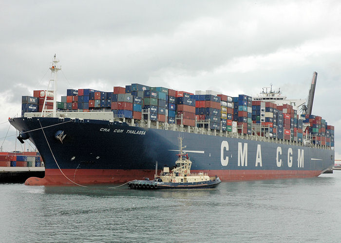 Photograph of the vessel  CMA CGM Thalassa pictured at Southampton Container Terminal on 14th August 2010