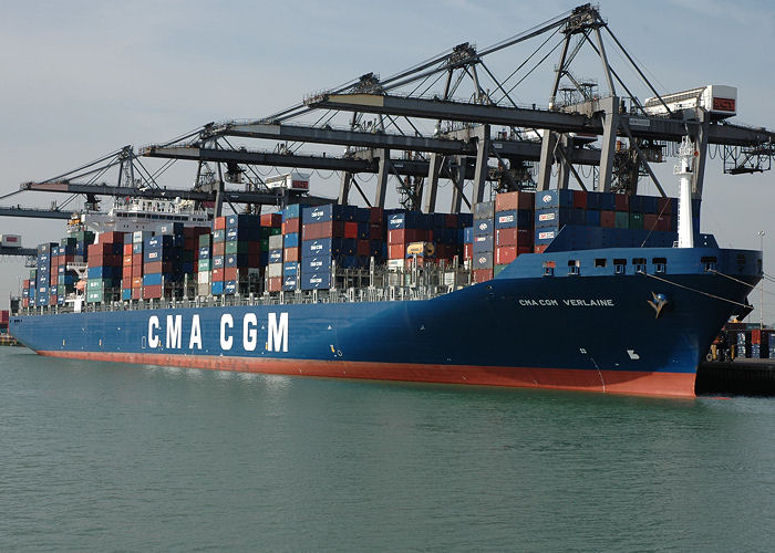 Photograph of the vessel  CMA CGM Verlaine pictured at Southampton Container Terminal on 22nd April 2006