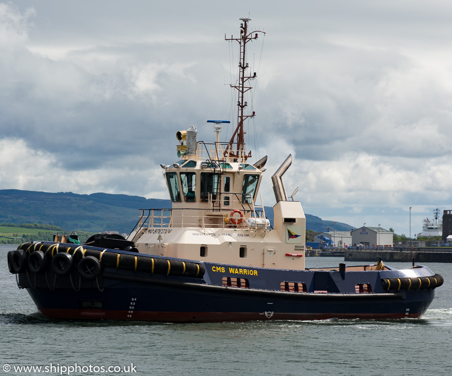 Photograph of the vessel  CMS Warrior pictured departing Victoria Harbour, Greenock on 21st May 2016