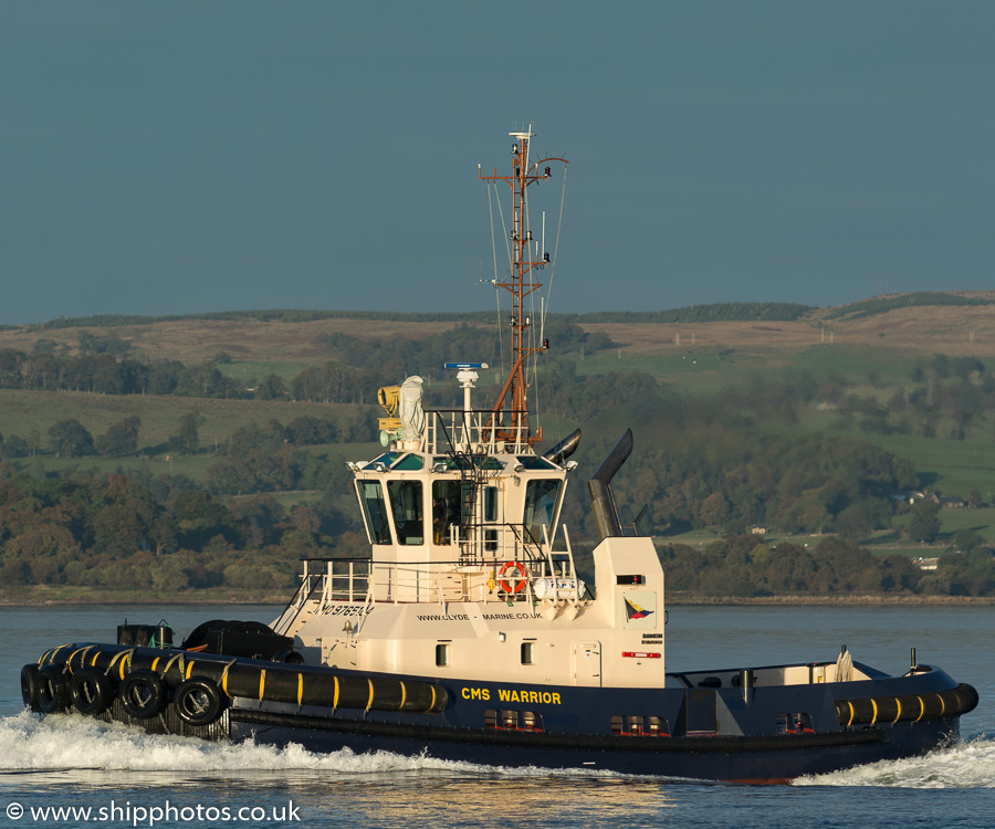 Photograph of the vessel  CMS Warrior pictured passing Greenock on 9th October 2016