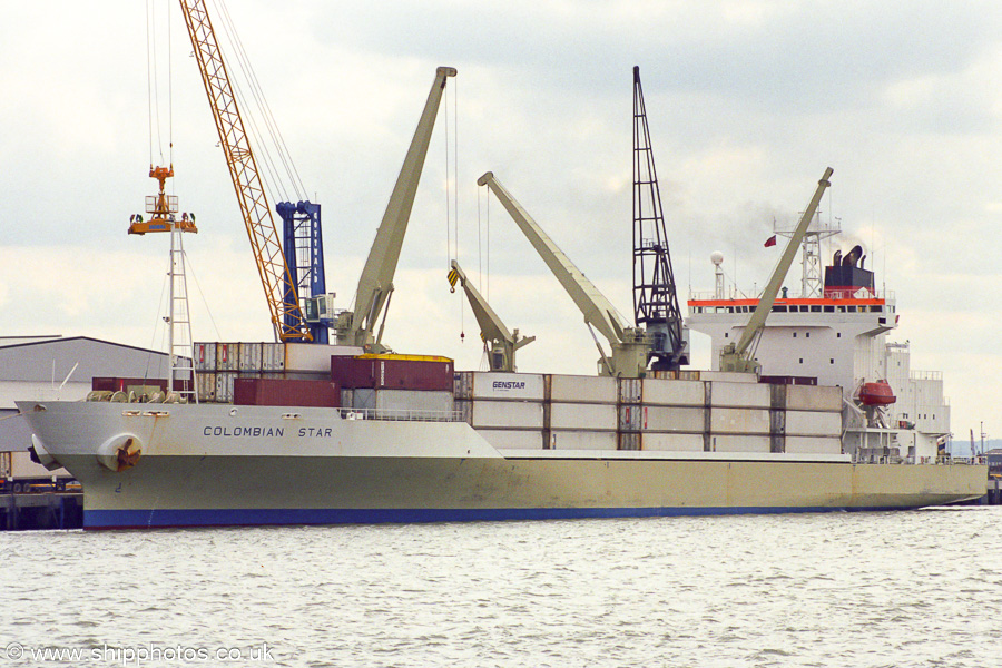 Photograph of the vessel  Colombian Star pictured at Sheerness on 1st September 2001