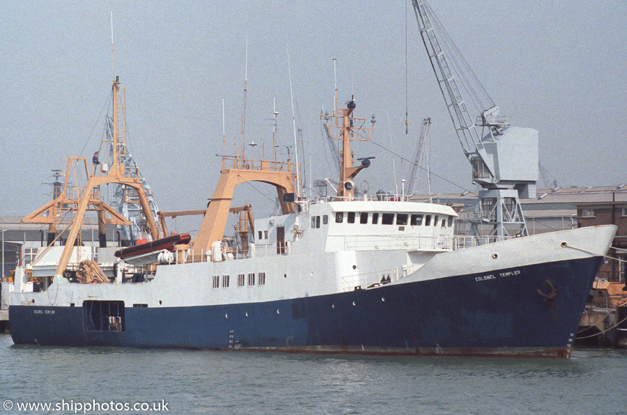 Photograph of the vessel rv Colonel Templer pictured in Portsmouth Naval Base on 27th March 1989