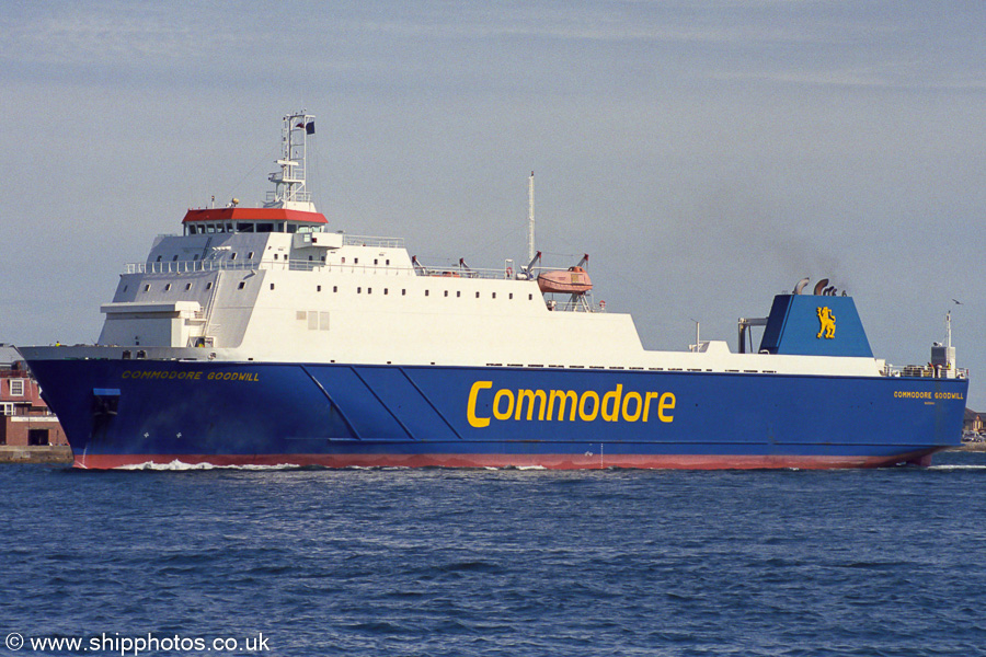 Photograph of the vessel  Commodore Goodwill pictured arriving in Portsmouth Harbour on 5th May 2003