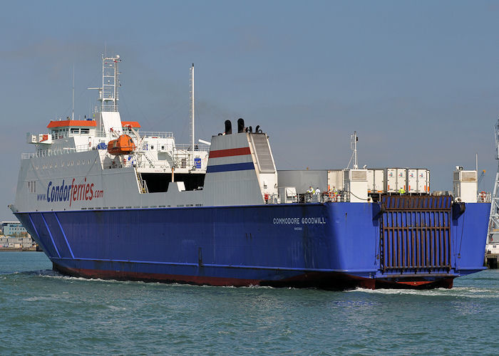 Photograph of the vessel  Commodore Goodwill pictured arriving at Portsmouth on 10th June 2013