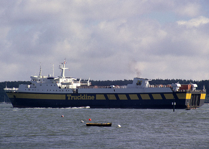 Photograph of the vessel  Coutances pictured departing Poole on 27th July 1991