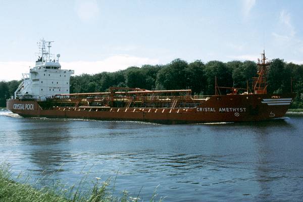 Photograph of the vessel  Crystal Amethyst pictured passing through Rendsburg on 7th June 1997
