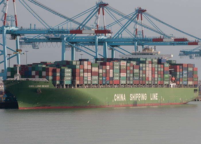 Photograph of the vessel  CSCL Long Beach pictured at Zeebrugge on 19th July 2014