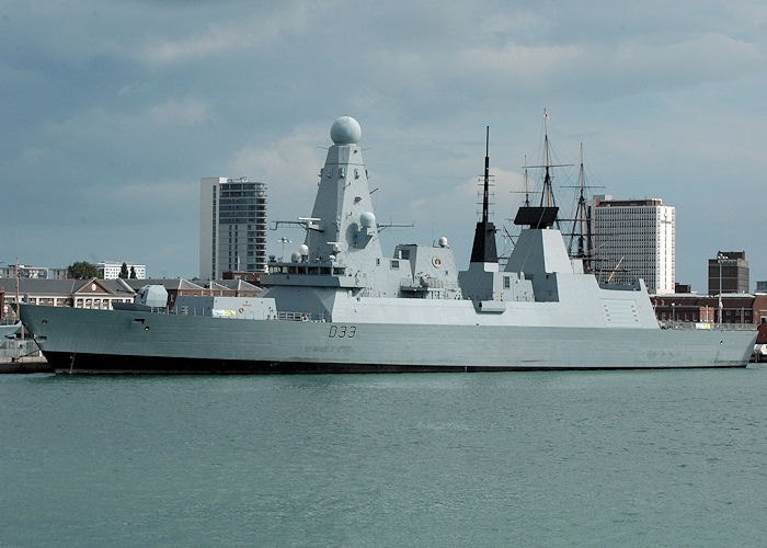 Photograph of the vessel HMS Dauntless pictured in Portsmouth Naval Base on 14th August 2010