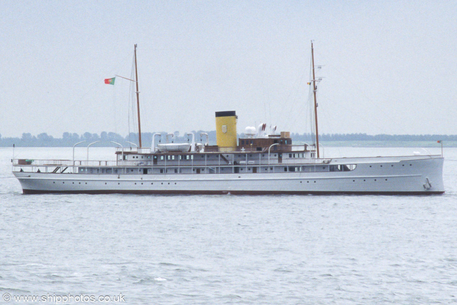 Photograph of the vessel ss Delphine pictured on the Westerschelde passing Vlissingen under tow on 19th June 2002