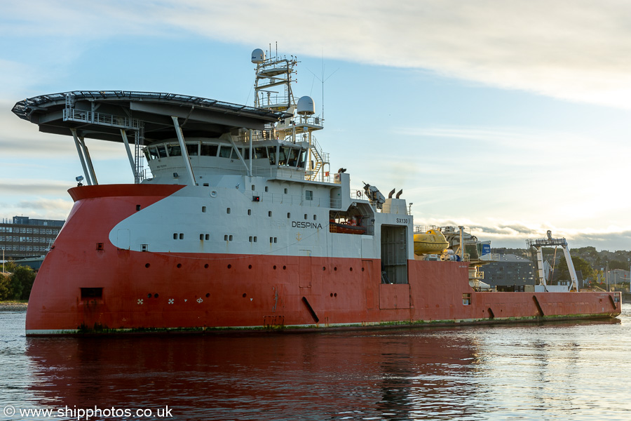 Photograph of the vessel  Despina pictured departing Aberdeen on 12th October 2021