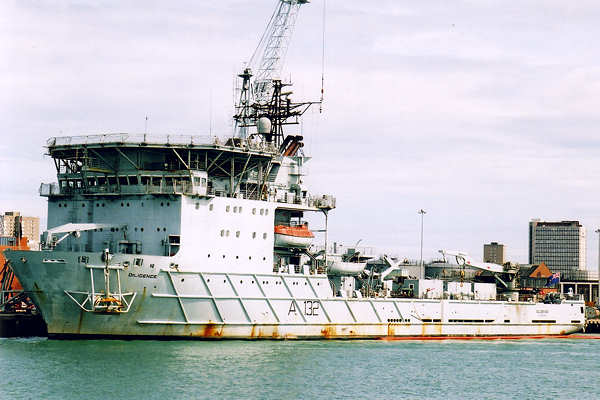 Photograph of the vessel RFA Diligence pictured in Portsmouth Naval Base on 22nd July 2001