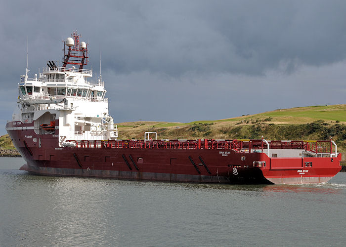 Photograph of the vessel  Dina Star pictured departing Aberdeen on 15th September 2013