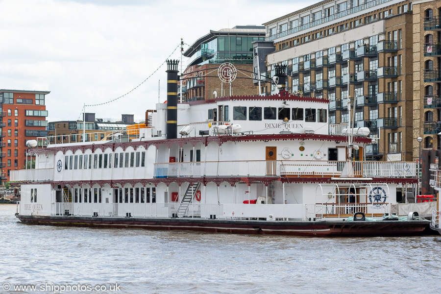Photograph of the vessel  Dixie Queen pictured in London on 6th July 2023
