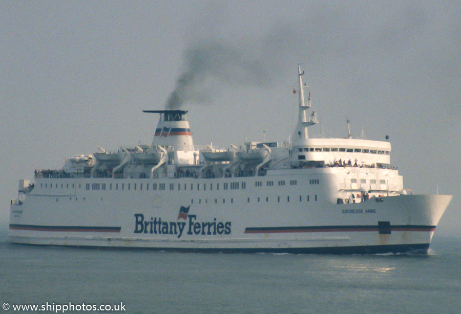 Photograph of the vessel  Duchesse Anne pictured approaching Portsmouth Harbour on 5th July 1989