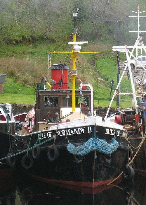 Photograph of the vessel  Duke of Normandy II pictured in the canal basin at Crinan on 23rd April 2011