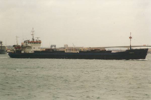 Photograph of the vessel  Dvina pictured departing Southampton on 16th February 1998