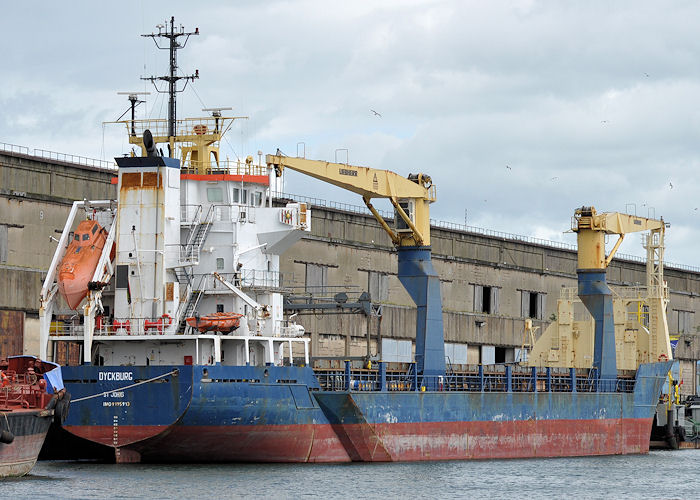 Photograph of the vessel  Dyckburg pictured laid up in Liverpool Docks on 22nd June 2013