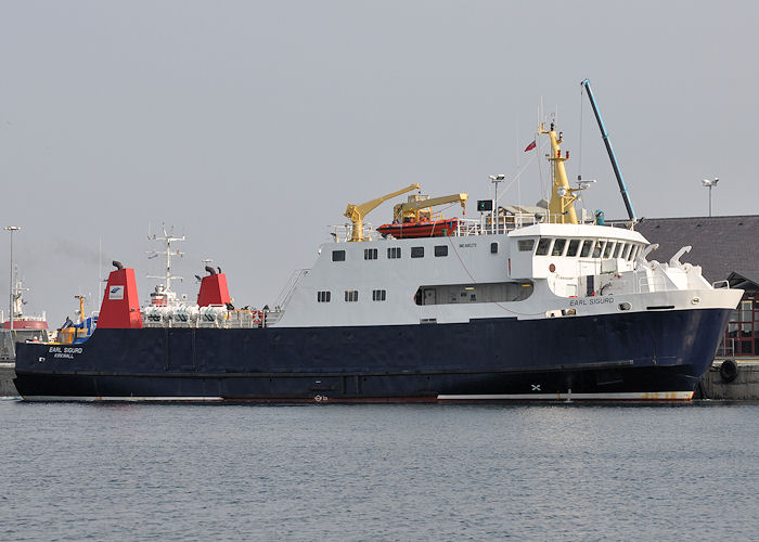 Photograph of the vessel  Earl Sigurd pictured departing Kirkwall on 8th May 2013