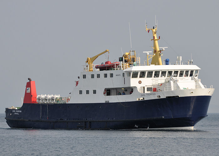 Photograph of the vessel  Earl Thorfinn pictured arriving at Kirkwall on 8th May 2013