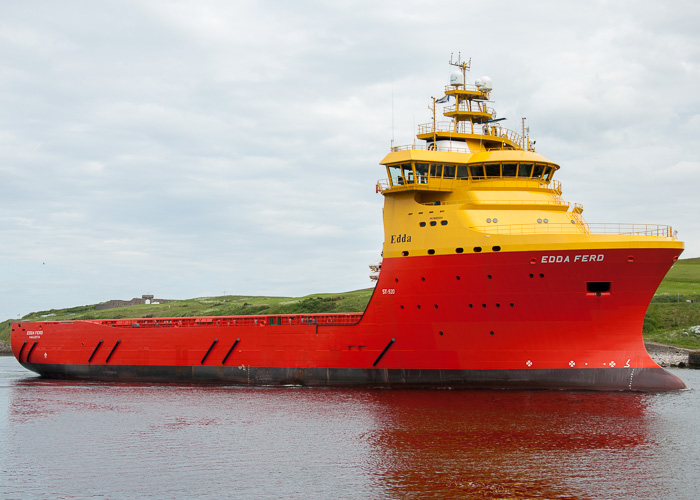 Photograph of the vessel  Edda Ferd pictured arriving at Aberdeen on 12th June 2014