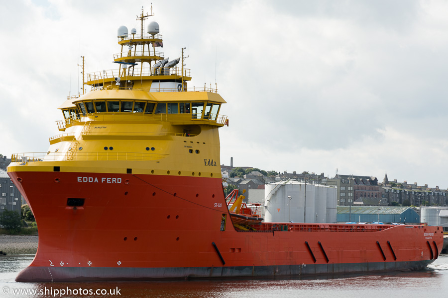 Photograph of the vessel  Edda Ferd pictured departing Aberdeen on 20th September 2015