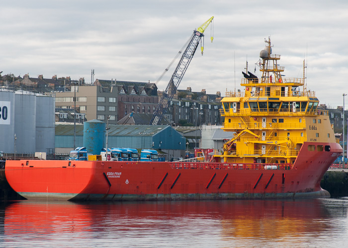 Photograph of the vessel  Edda Fram pictured at Aberdeen on 12th October 2014
